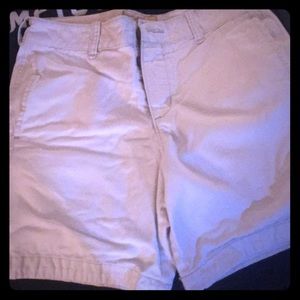 31 inch white shorts, above the knee